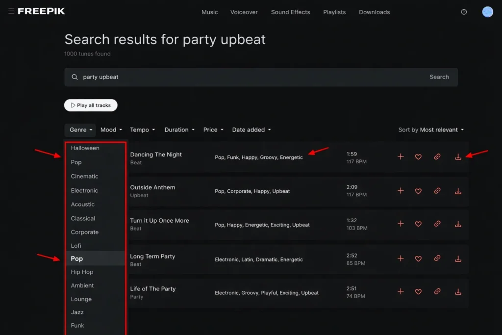 Freepik Music copyright free music for youtube